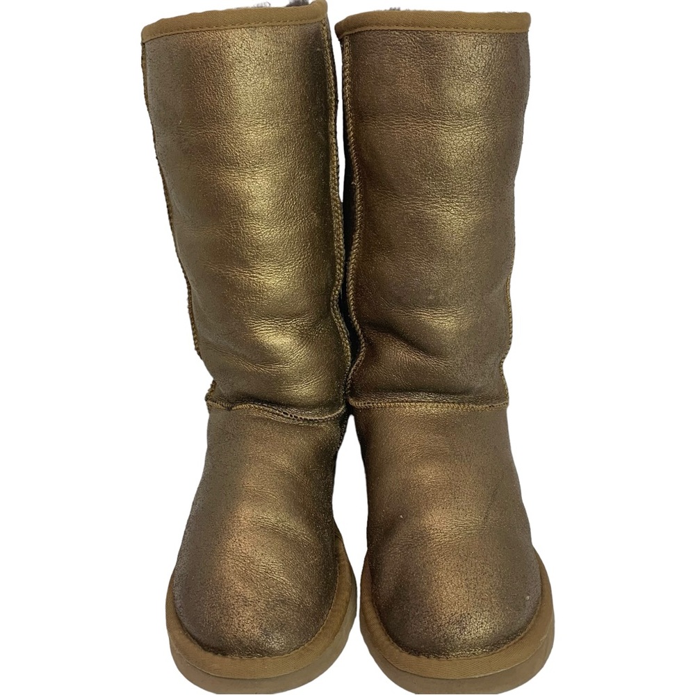 WHOOGA Bronze Leather & Sherpa Ugg Boots Sz EUR 39